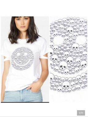 Lauren Moshi Happy Skulls Cut Out tee